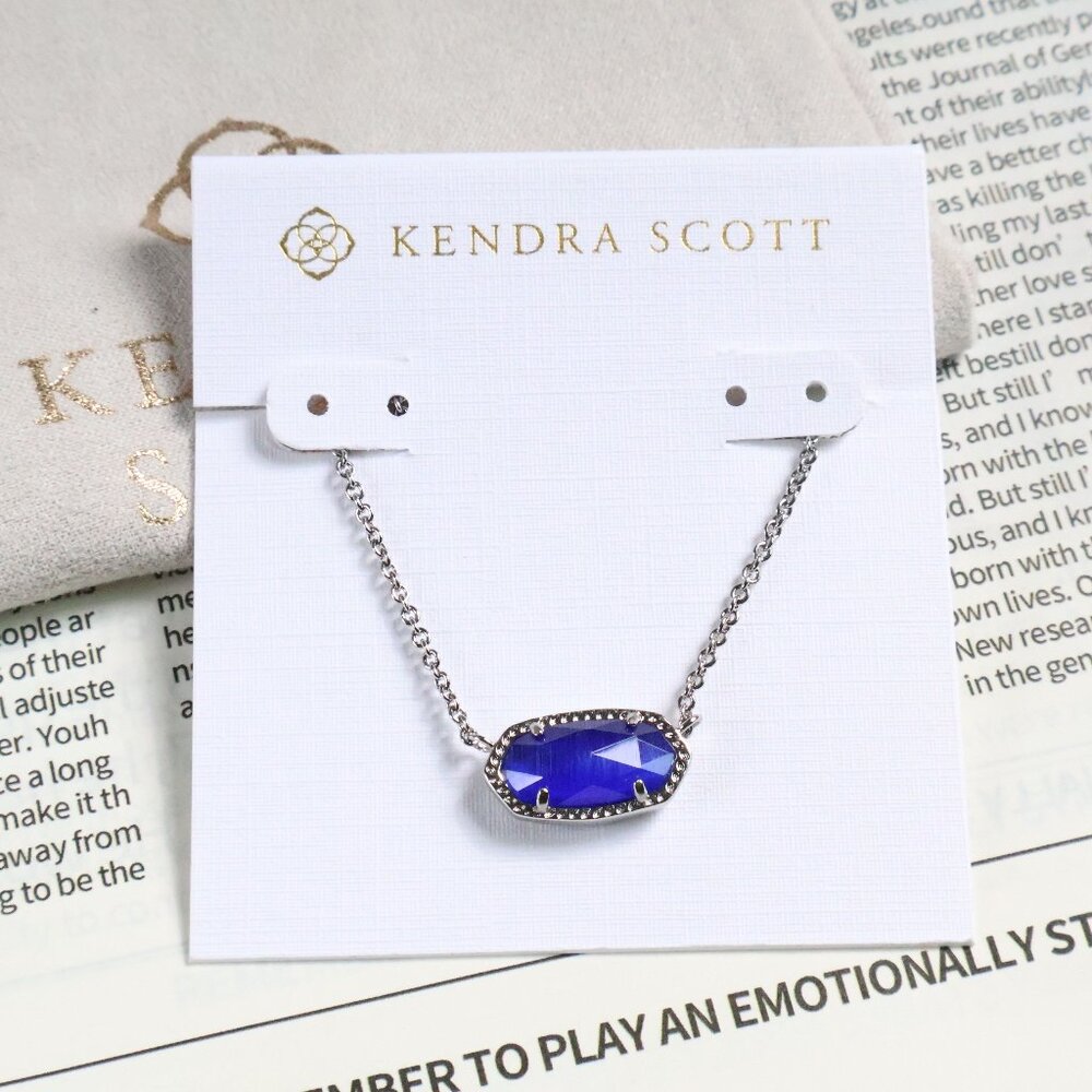 Kendra Scott Elisa Silver Cobalt Cat's Eye Necklace